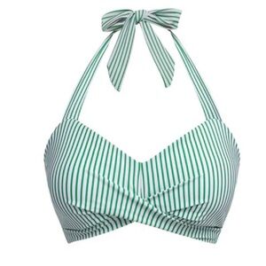 Green and White Striped  top